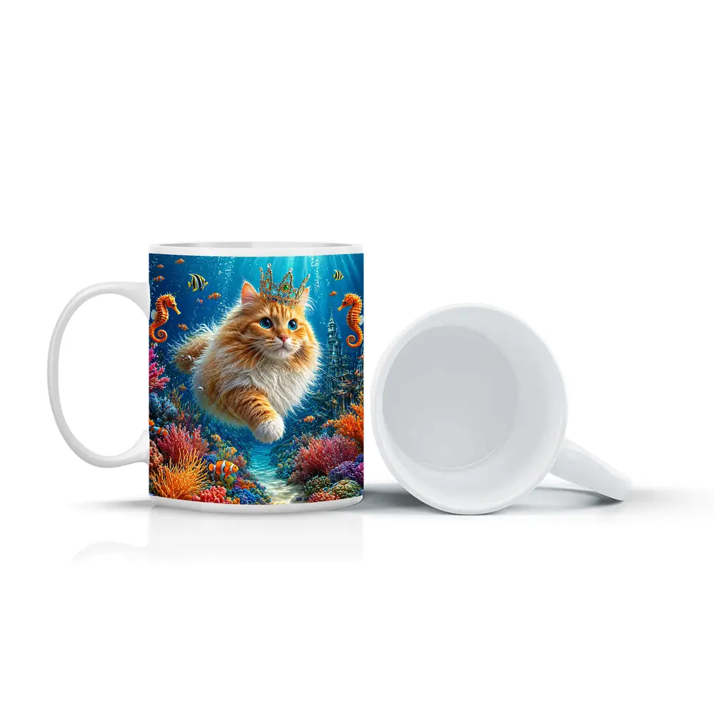 Orange Cat Crown Underwater Ocean Fantasy – Mugs