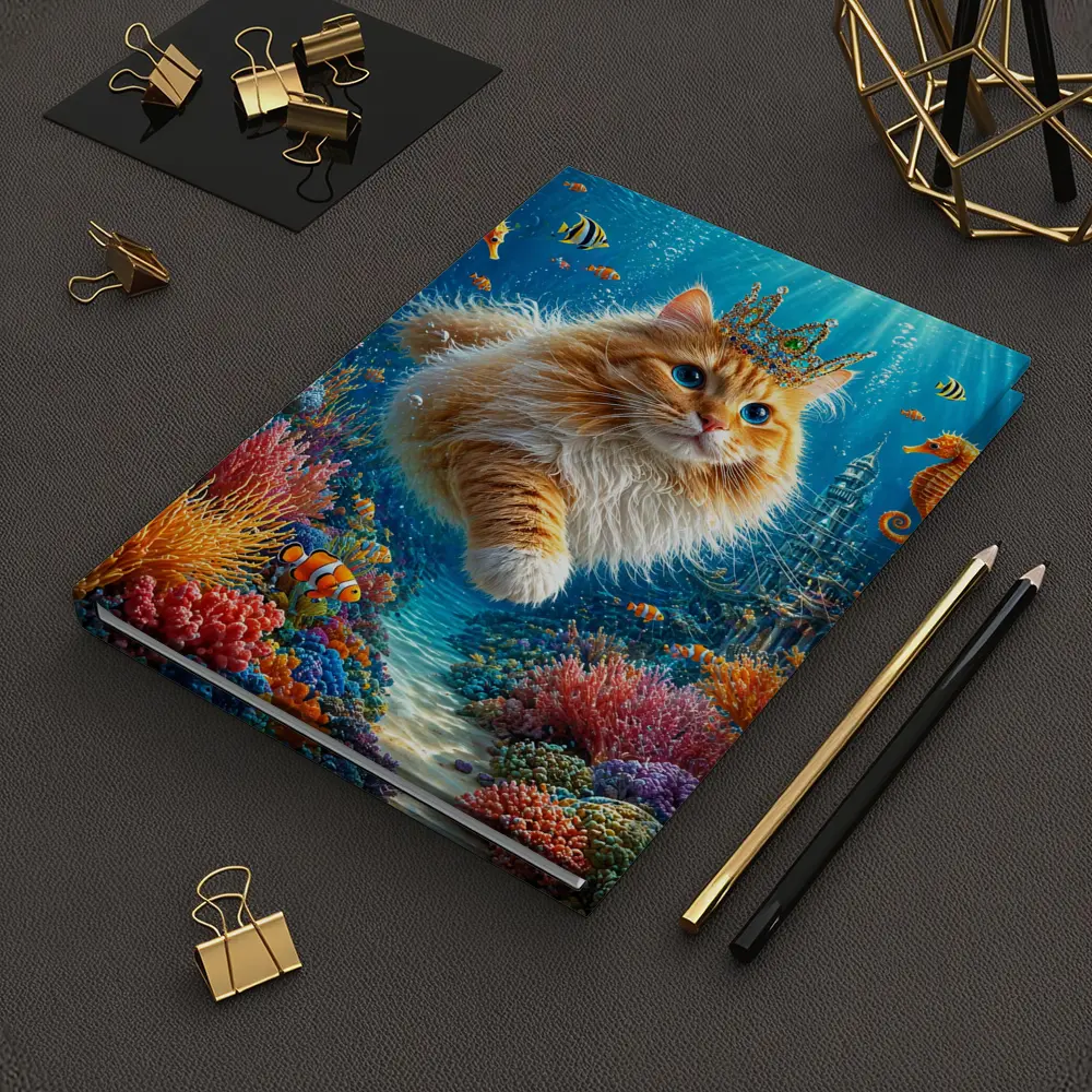 Orange Cat Crown Underwater Ocean Fantasy – Notebooks