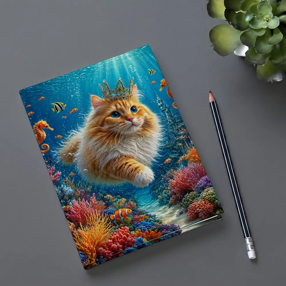 Orange Cat Crown Underwater Ocean Fantasy – Notebooks