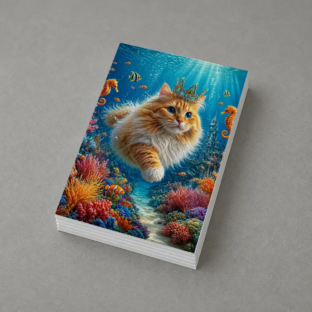 Orange Cat Crown Underwater Ocean Fantasy – Postcards