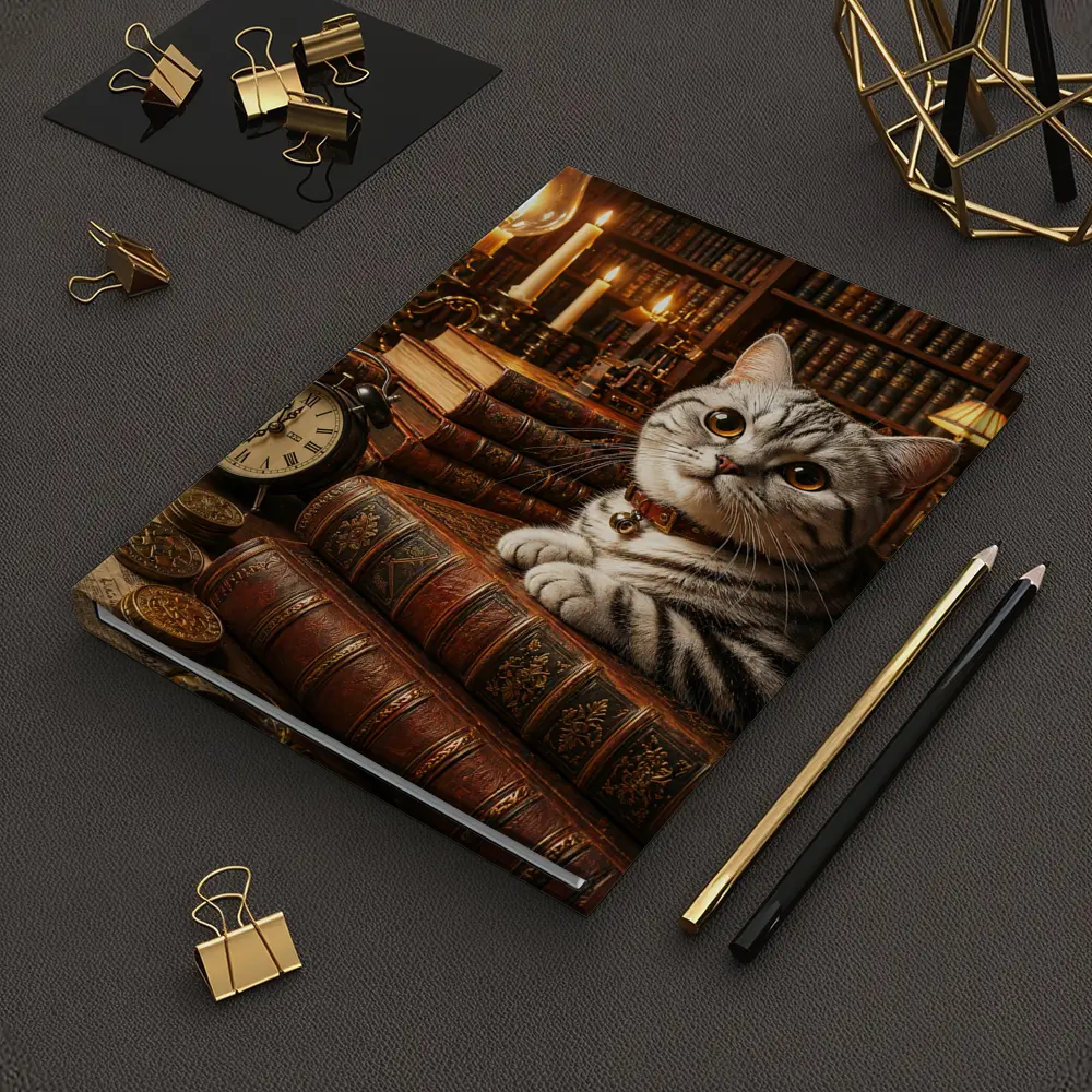 American Shorthair Cat Vintage Library Candlelight – Notebooks