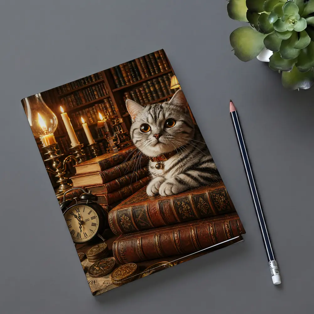 American Shorthair Cat Vintage Library Candlelight – Notebooks