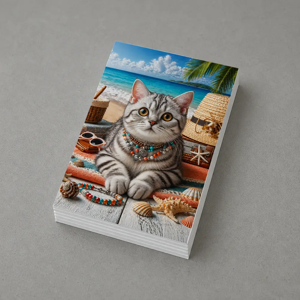 American Shorthair Cat Beach Summer Scene – Postcards
