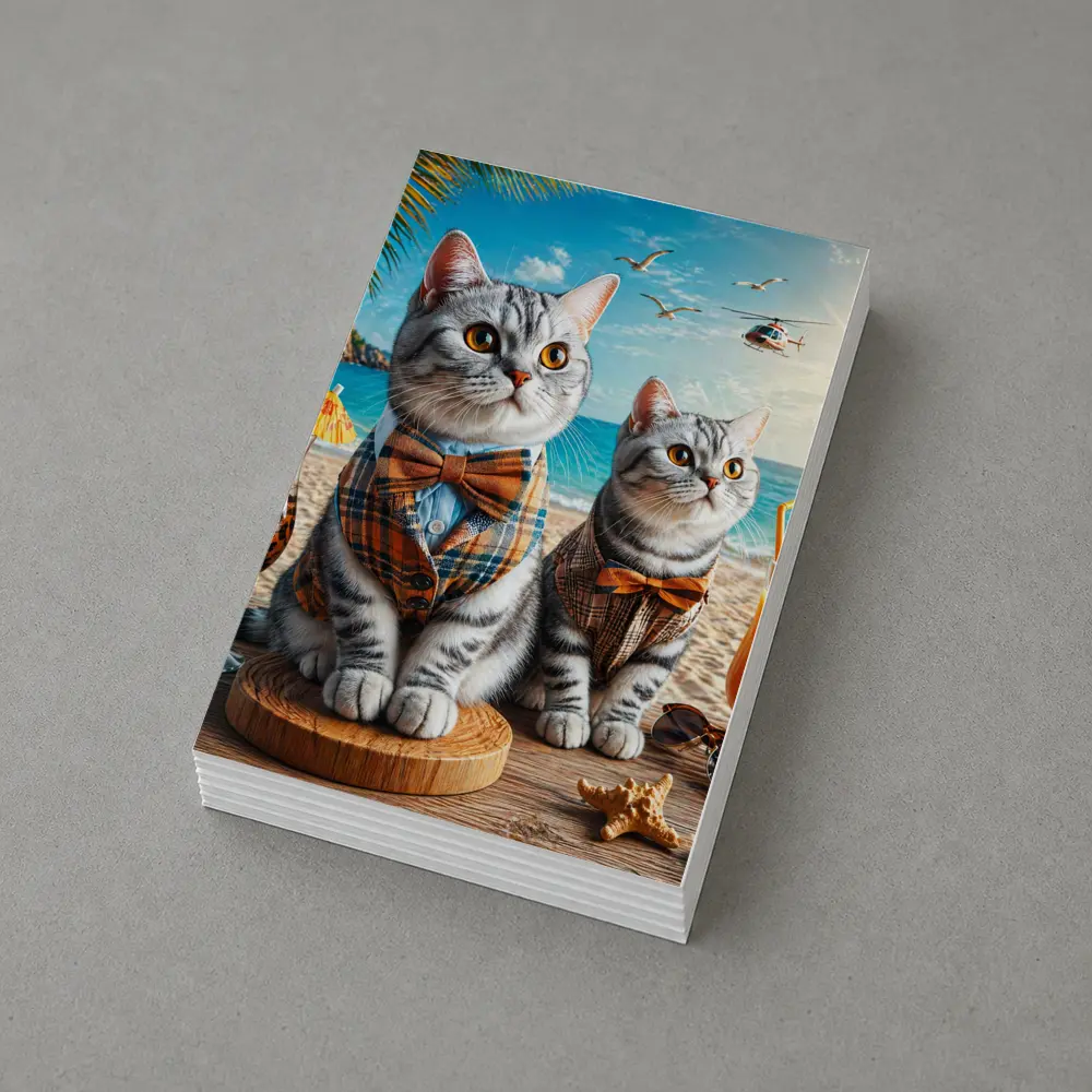 American Shorthair Cats Dressed Beach Scene – Postcards