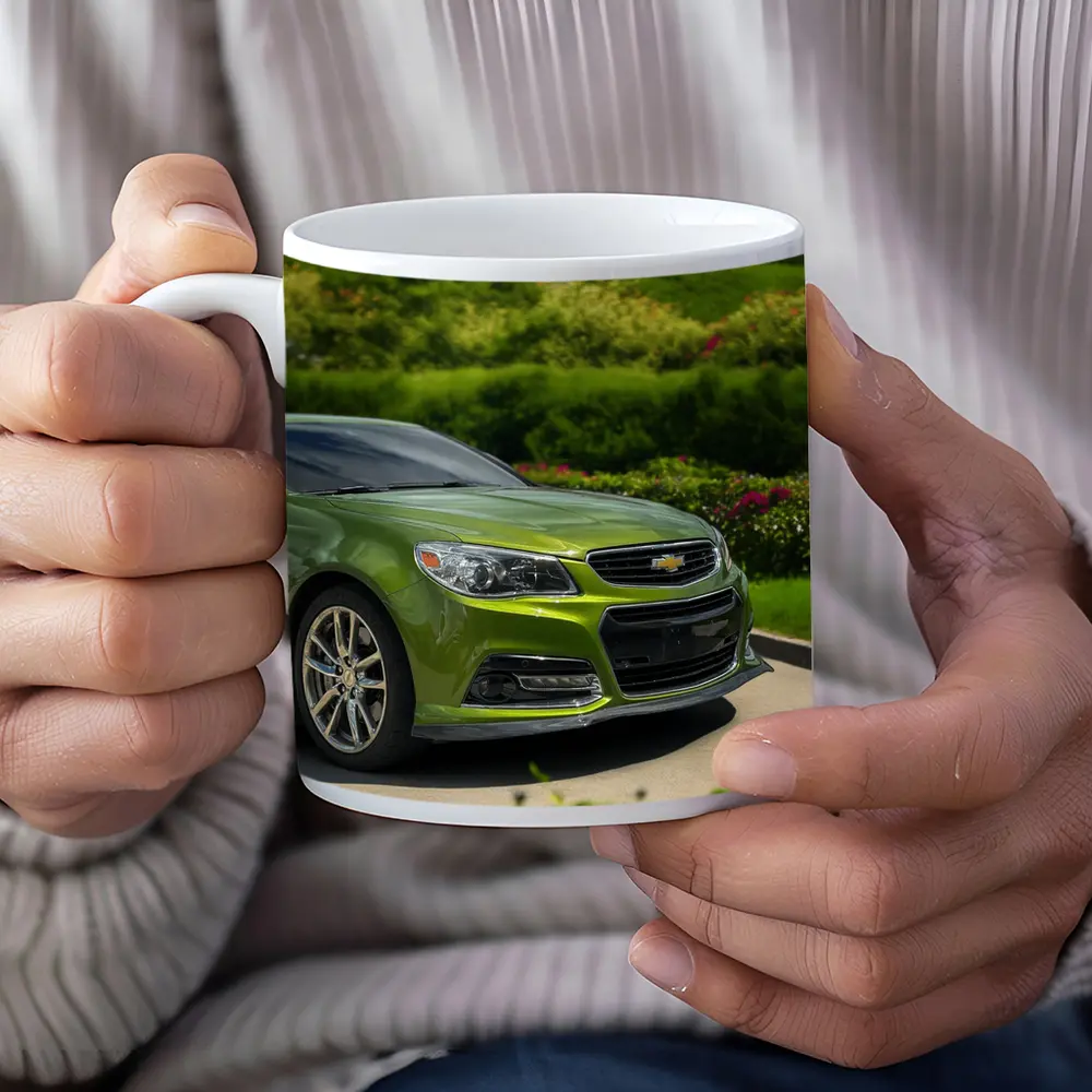 Chevrolet SS Green Muscle Car Outdoors – Mugs