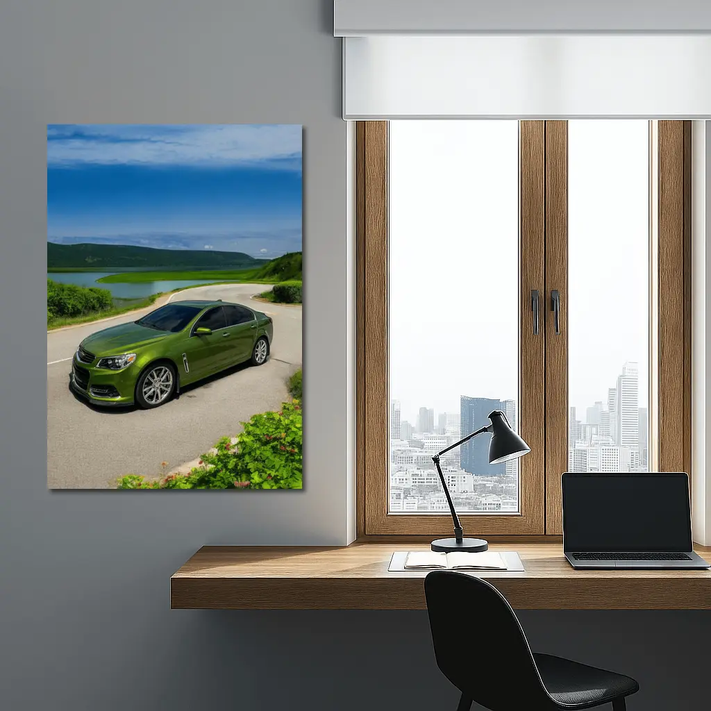 Chevrolet SS Green Sedan Lake Road – Wall Art