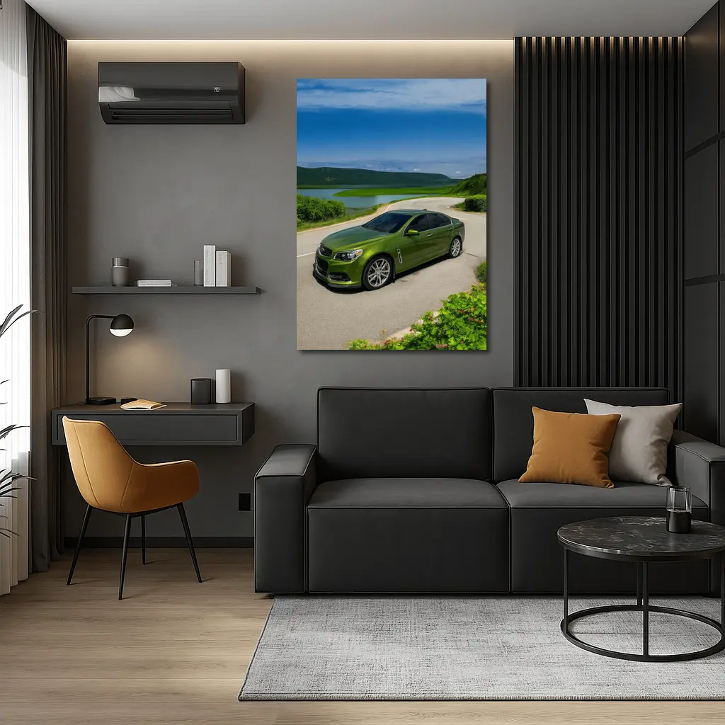 Chevrolet SS Green Sedan Lake Road – Wall Art