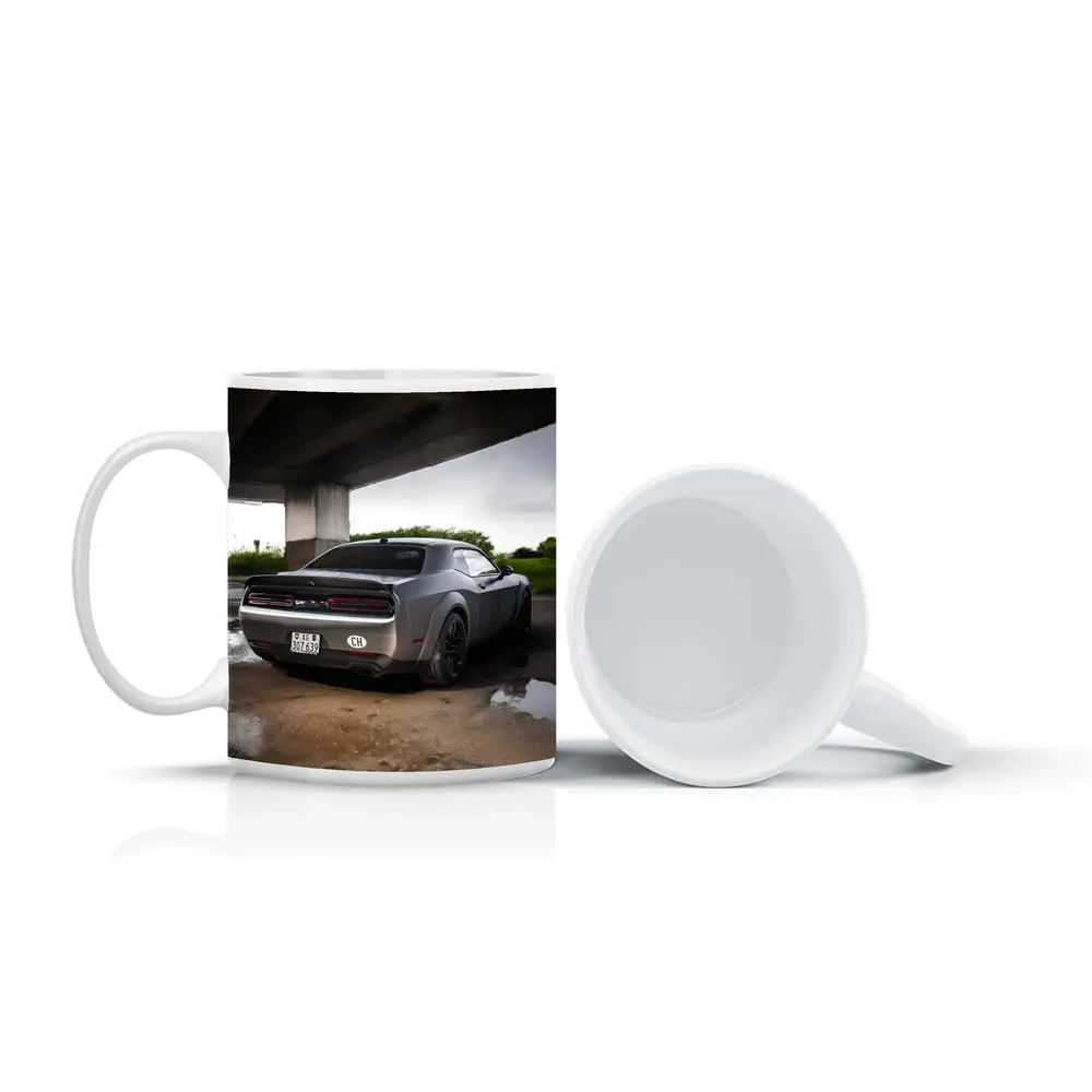Dodge Challenger Hellcat Under Concrete Bridge – Mugs