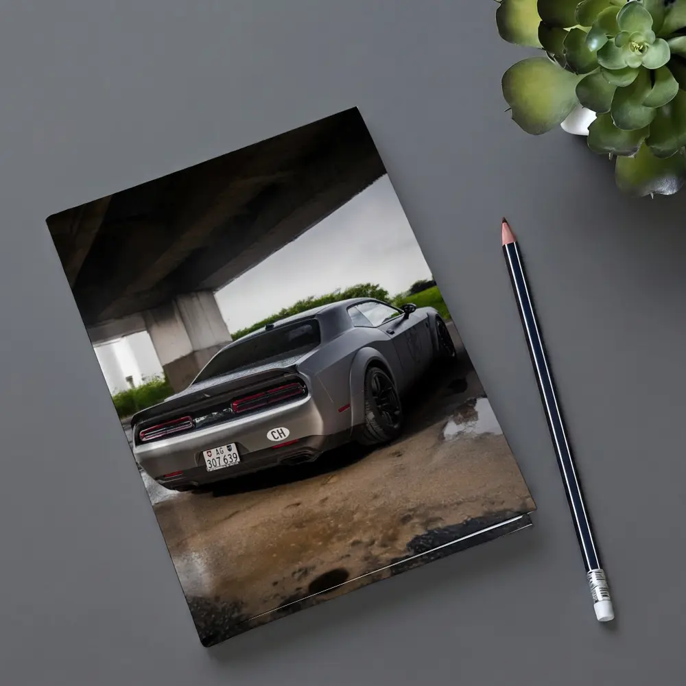 Dodge Challenger Hellcat Under Concrete Bridge – Notebooks