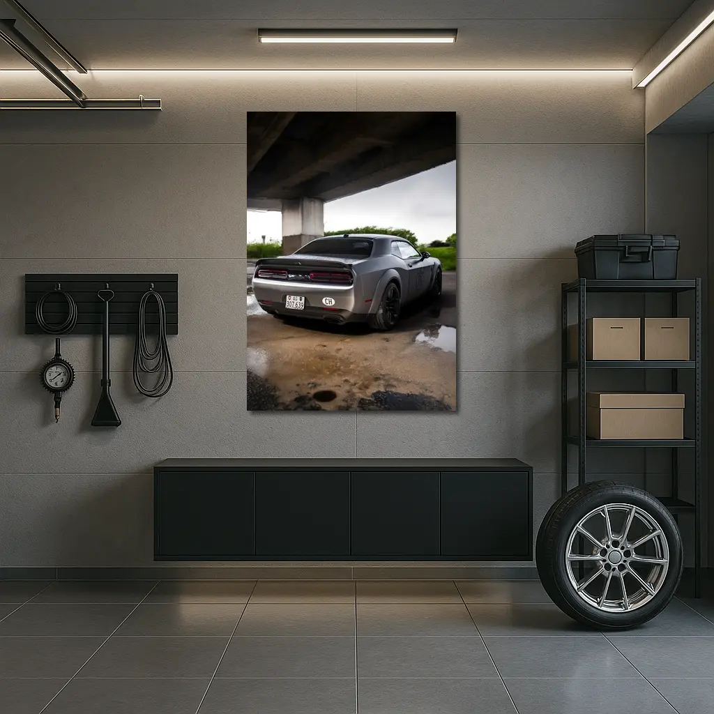 Dodge Challenger Hellcat Under Concrete Bridge – Wall Art