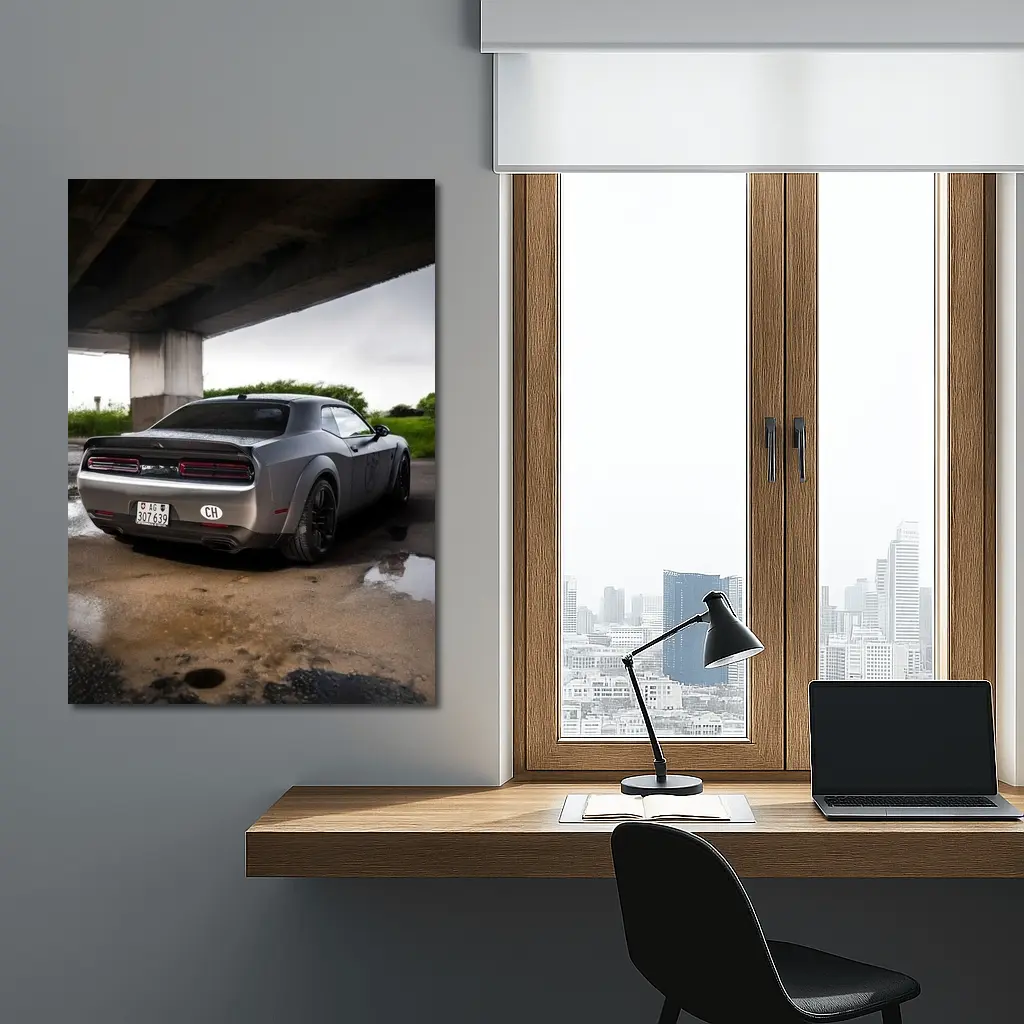 Dodge Challenger Hellcat Under Concrete Bridge – Wall Art