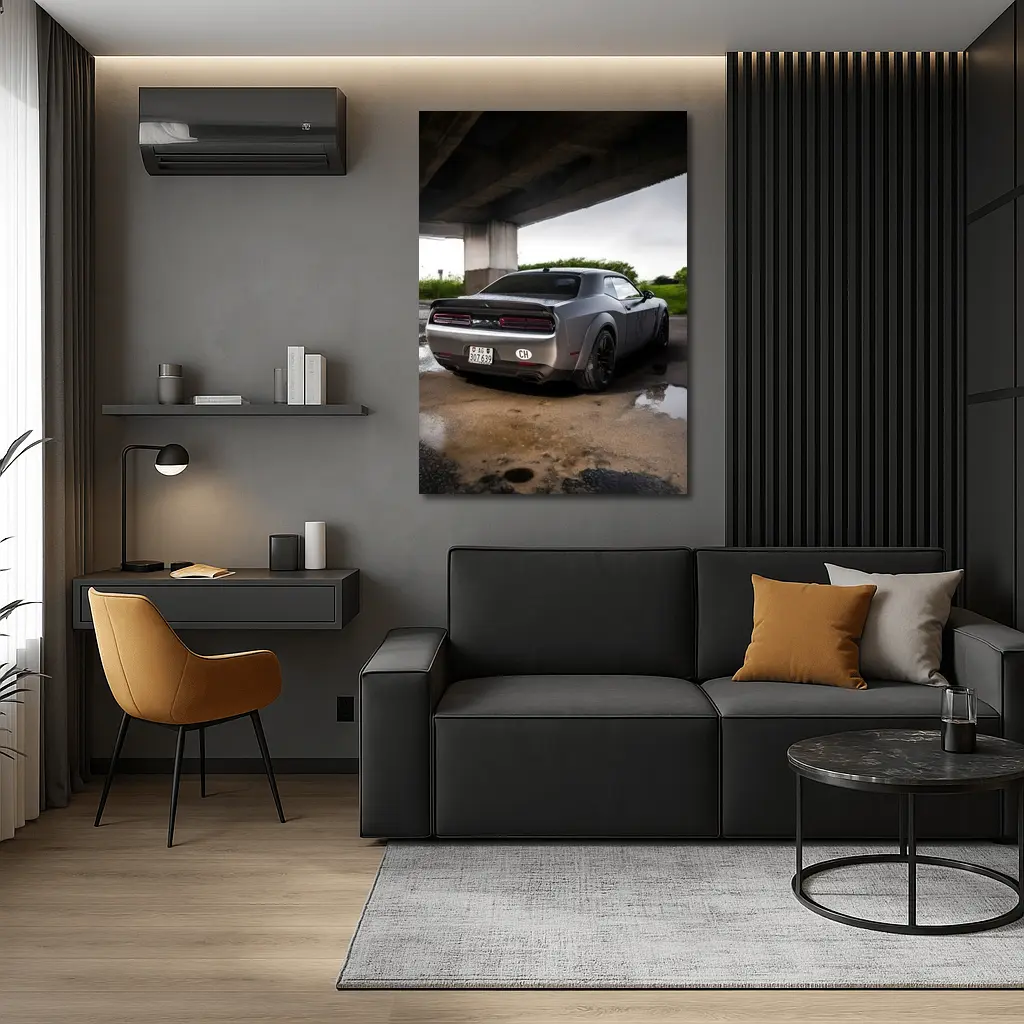 Dodge Challenger Hellcat Under Concrete Bridge – Wall Art