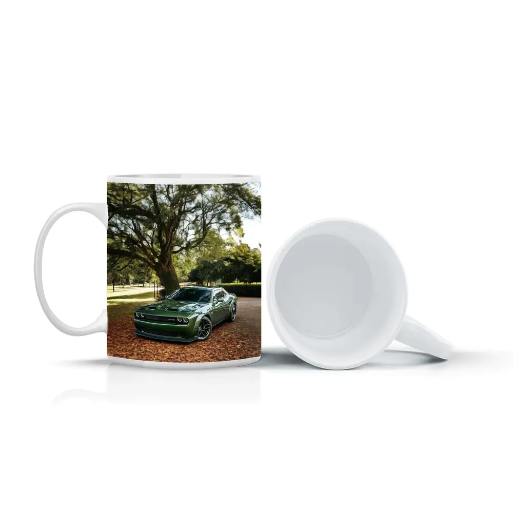 Dodge Challenger Green Muscle Car Autumn Park – Mugs