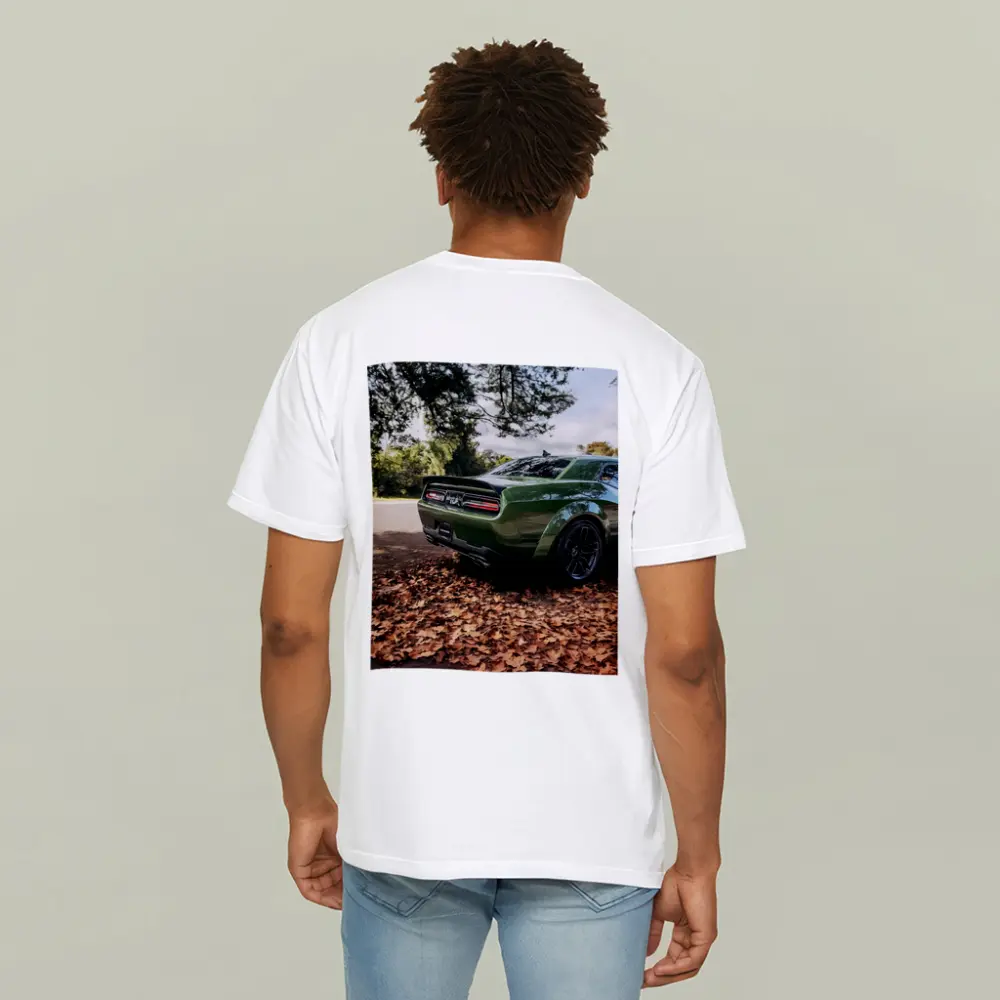 Dodge Challenger Green Muscle Car Autumn Leaves – T-Shirts