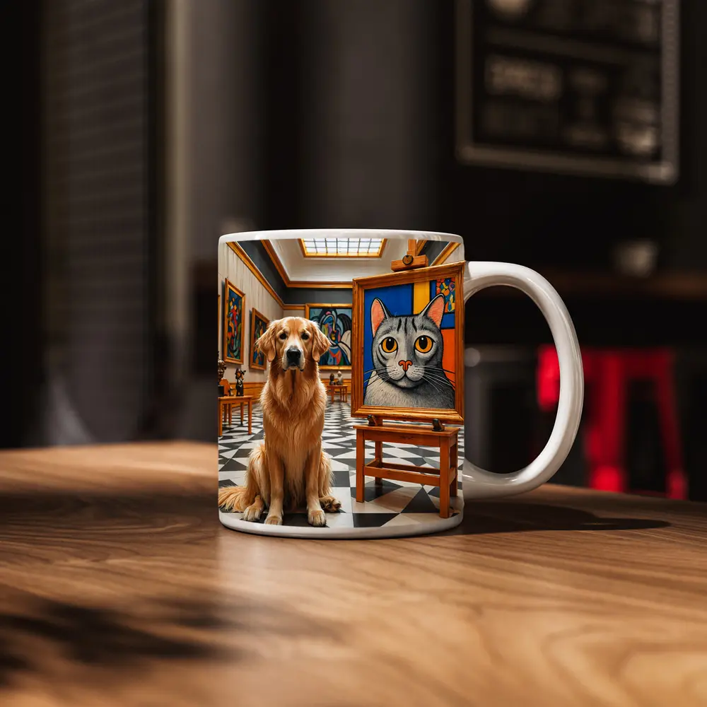 Golden Retriever Dog Art Gallery Museum – Mugs