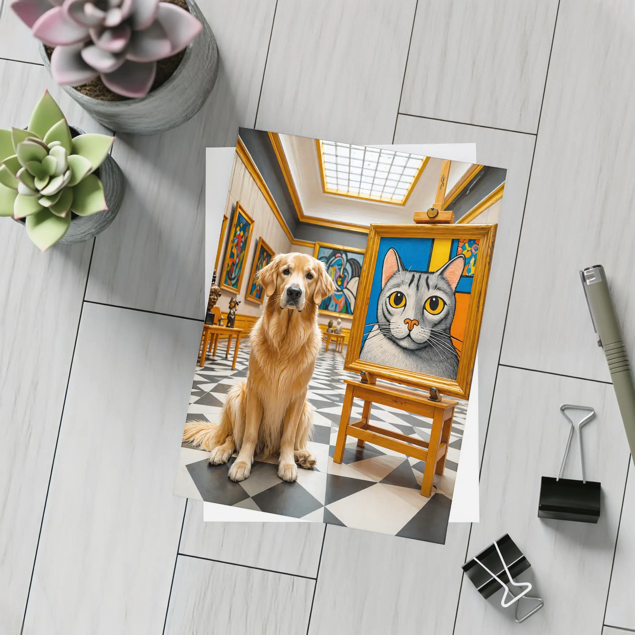 Golden Retriever Dog Art Gallery Museum – Postcards