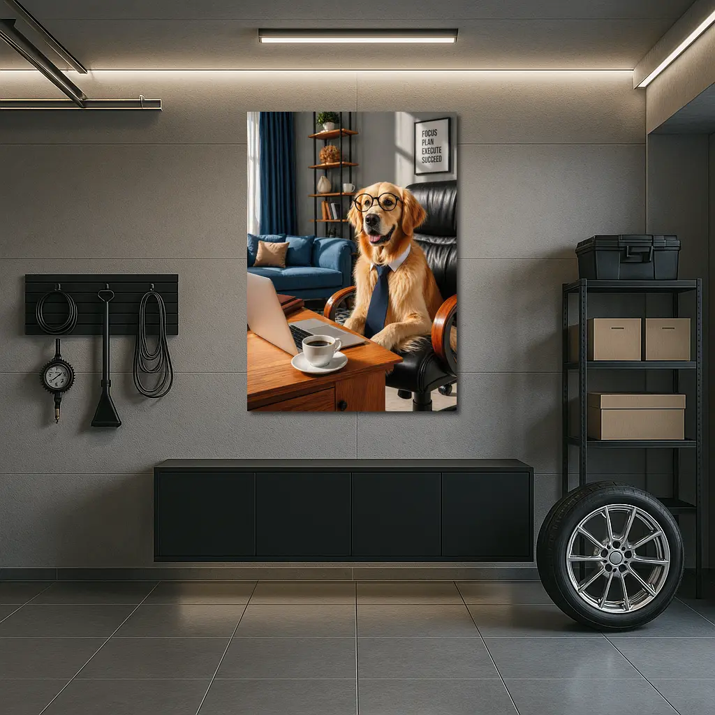 Golden Retriever Boss Dog Home Office – Wall Art