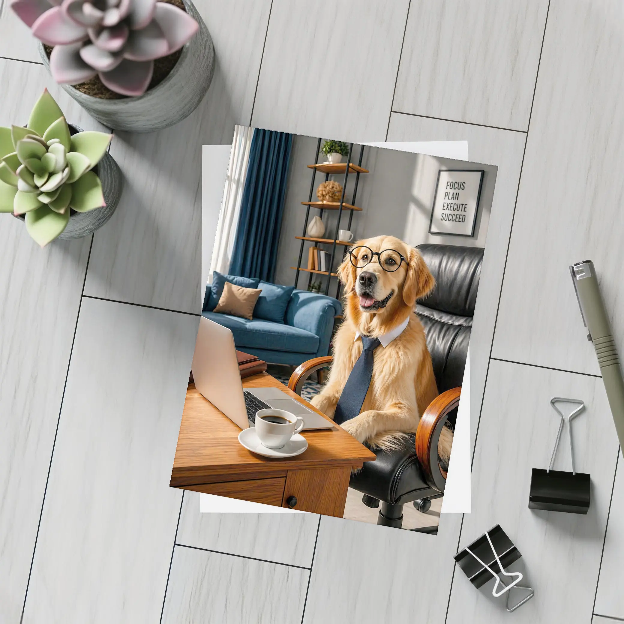 Golden Retriever Boss Dog Home Office – Postcards