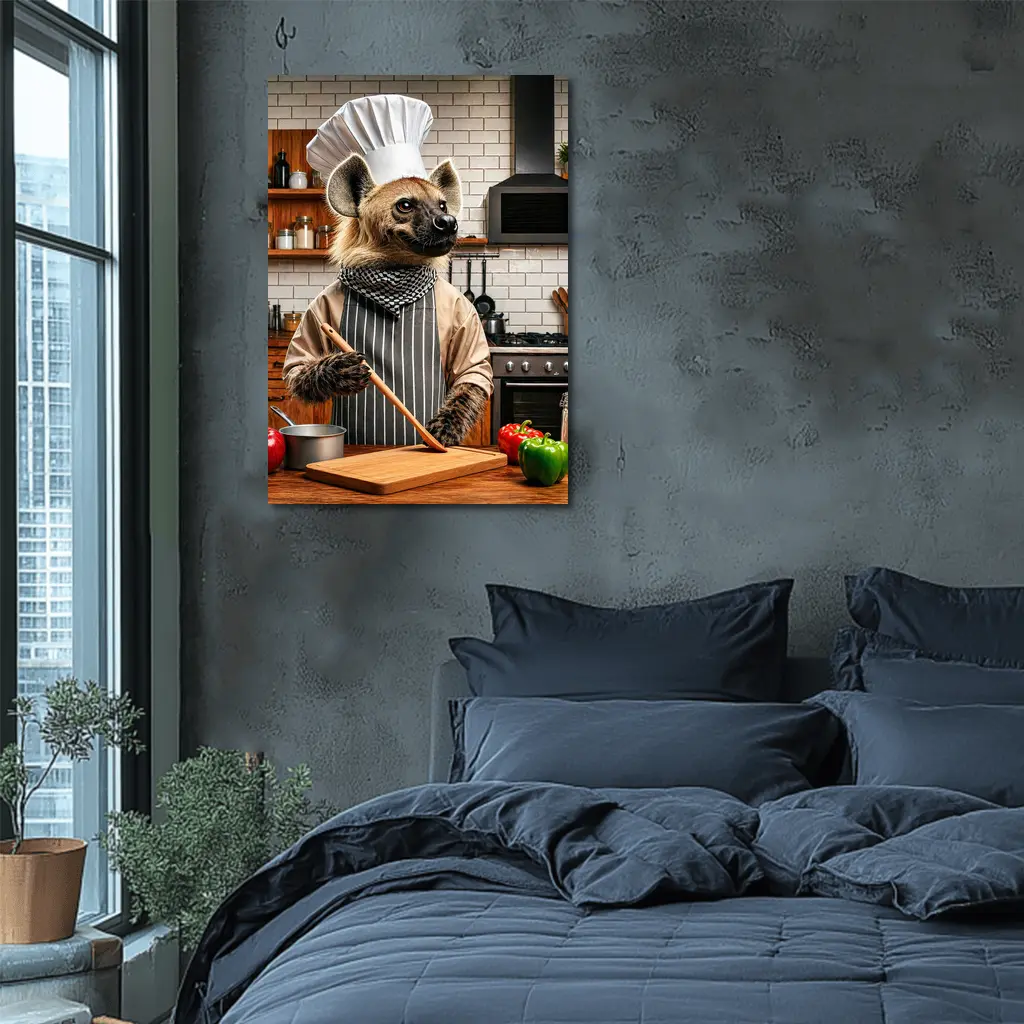 Hyena Chef Cooking in Modern Kitchen – Wall Art