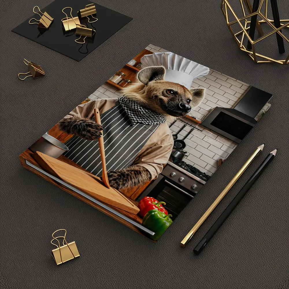 Hyena Chef Cooking in Modern Kitchen – Notebooks