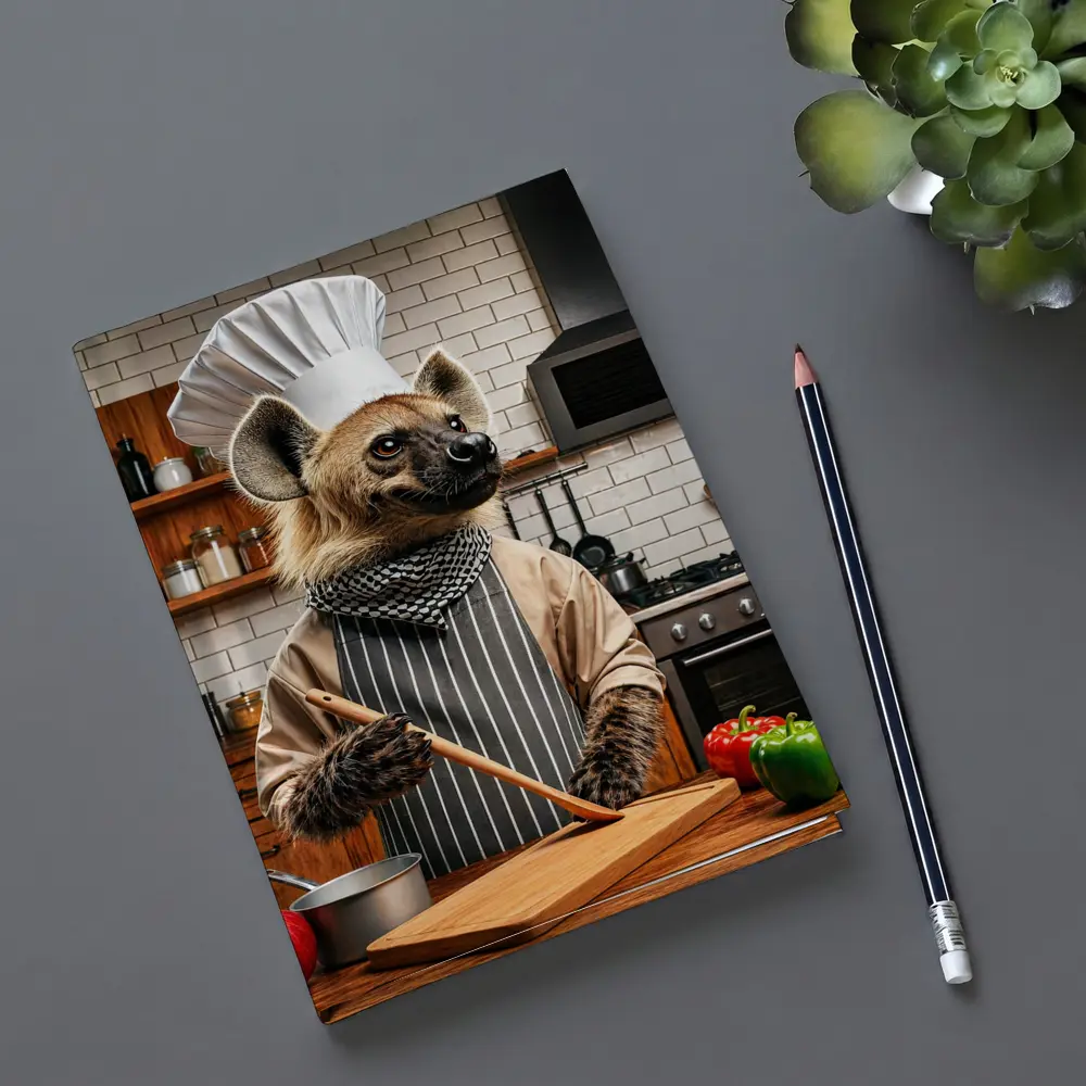 Hyena Chef Cooking in Modern Kitchen – Notebooks