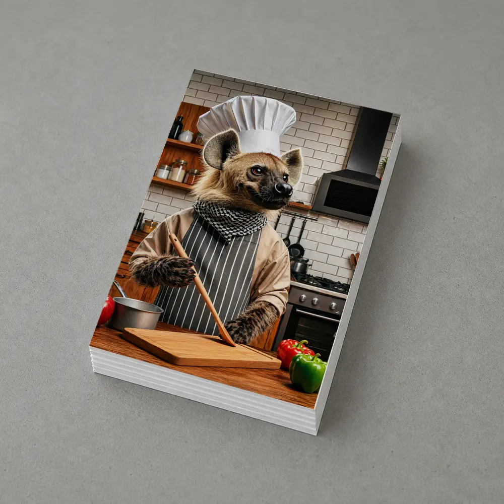 Hyena Chef Cooking in Modern Kitchen – Postcards