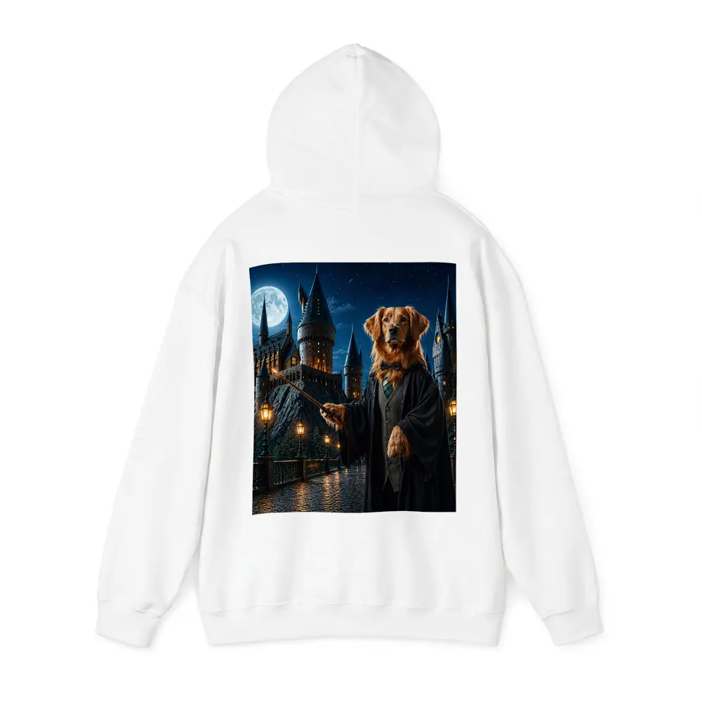 Golden Retriever Wizard at Night Castle – Hoodies