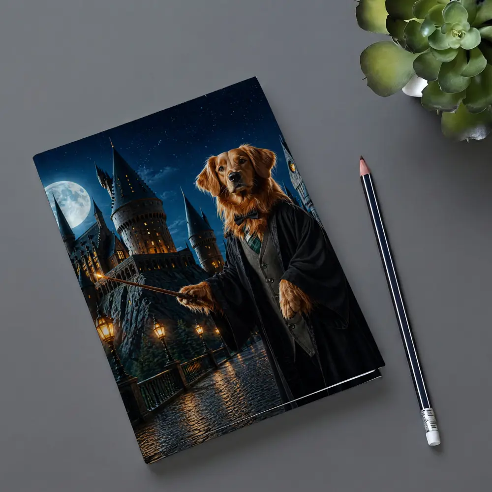 Golden Retriever Wizard at Night Castle – Notebooks