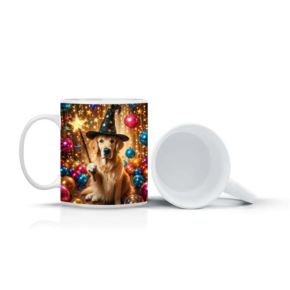 Golden Retriever Wizard Hat Magic Wand Balloons – Mugs