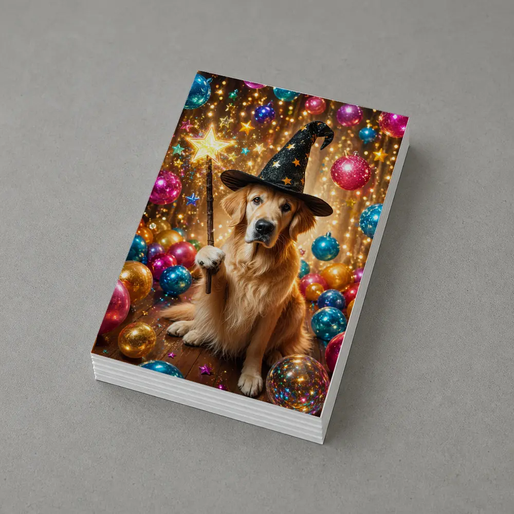 Golden Retriever Wizard Hat Magic Wand Balloons – Postcards