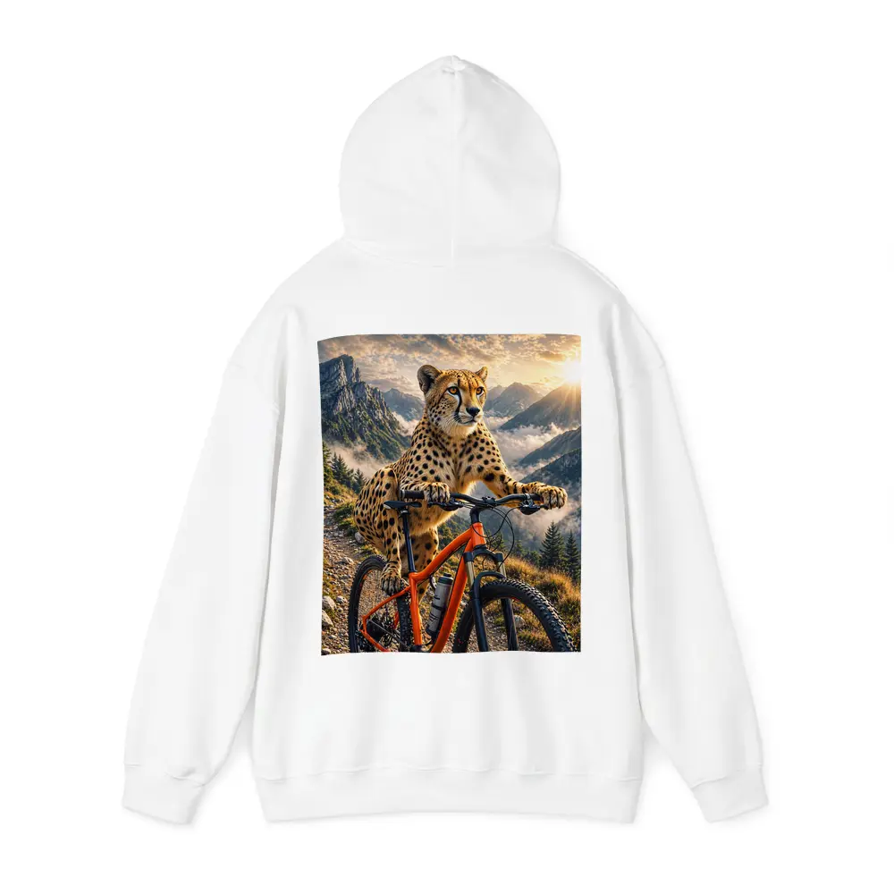 Cheetah Riding Mountain Bike Sunset Peaks – Hoodies
