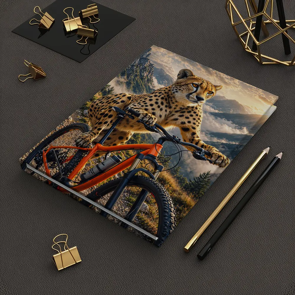 Cheetah Riding Mountain Bike Sunset Peaks – Notebooks