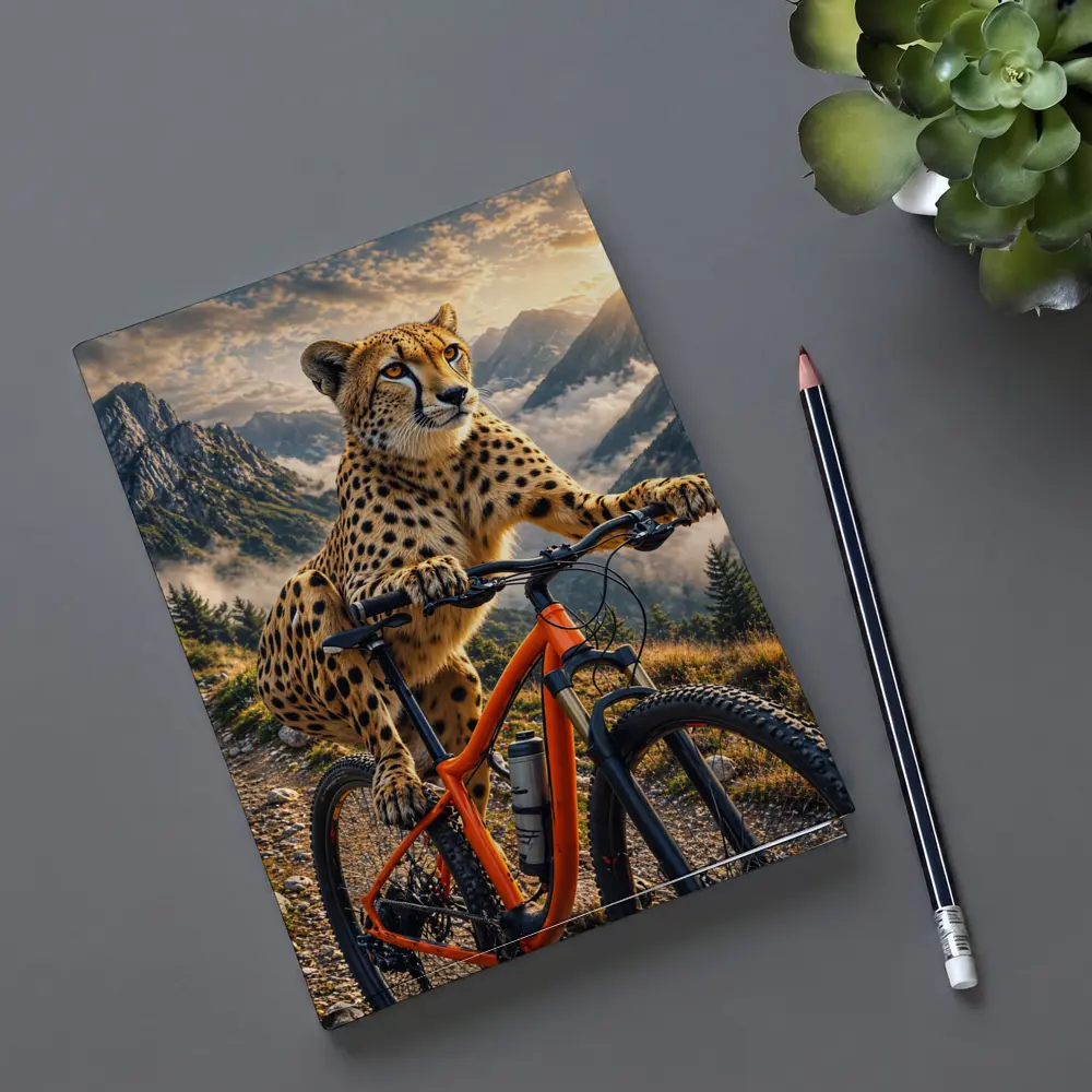 Cheetah Riding Mountain Bike Sunset Peaks – Notebooks