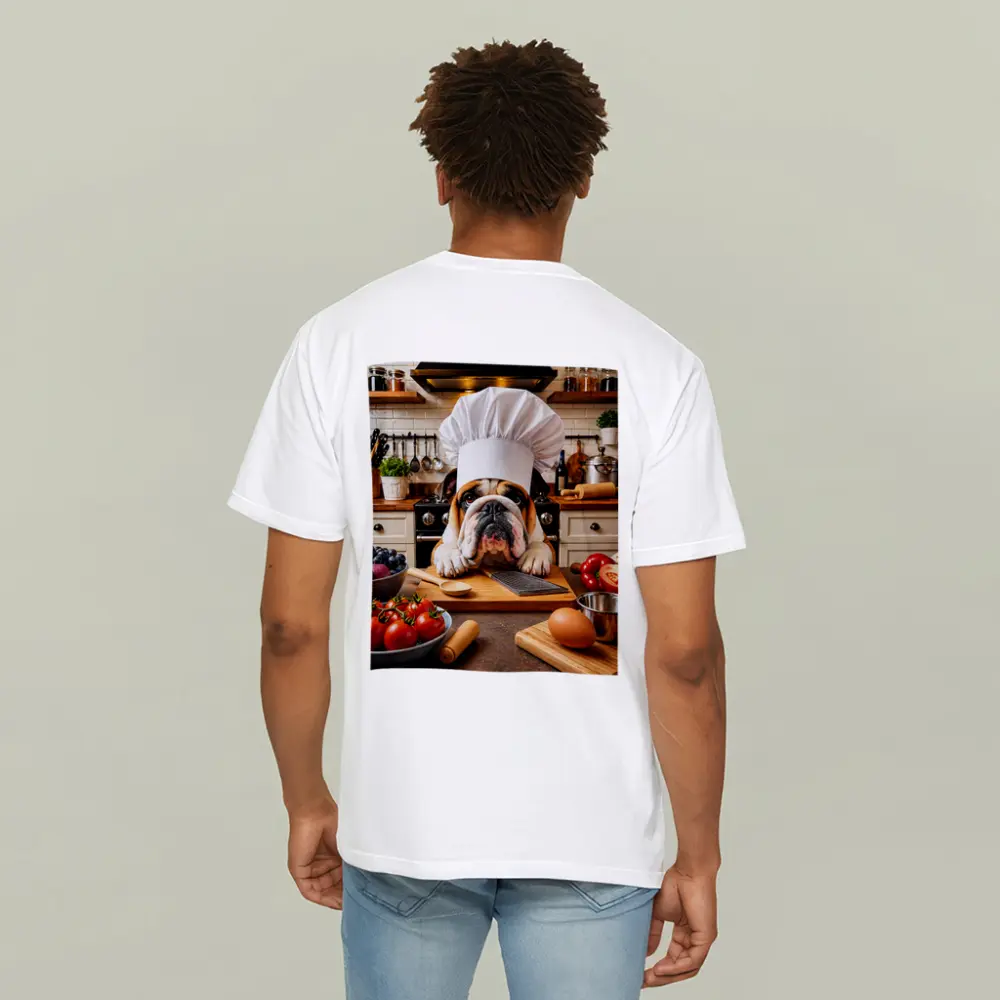 English Bulldog Chef Cooking in Kitchen – T-Shirts