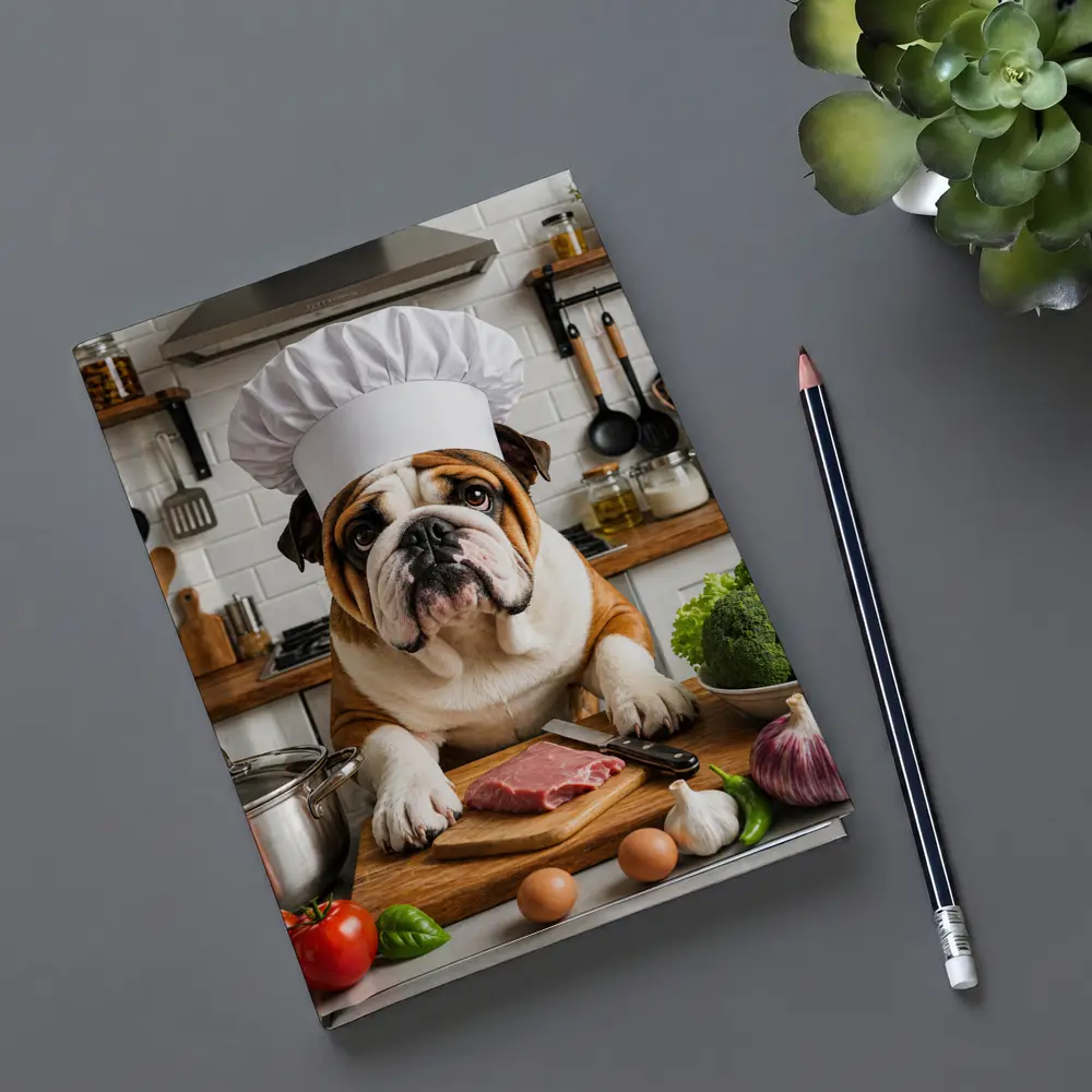 Bulldog Chef Cooking In Kitchen – Notebooks