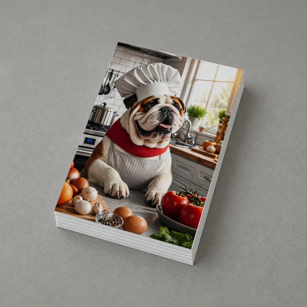 English Bulldog Chef Cooking in Kitchen – Postcards