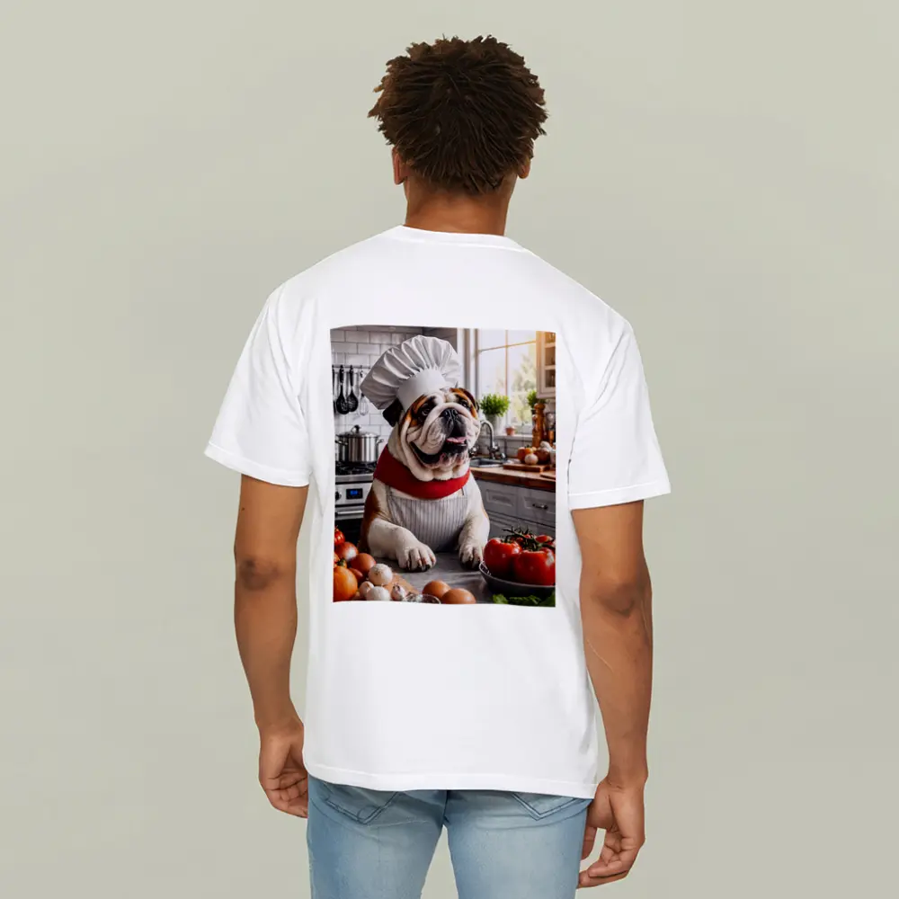 English Bulldog Chef Cooking in Kitchen – T-Shirts