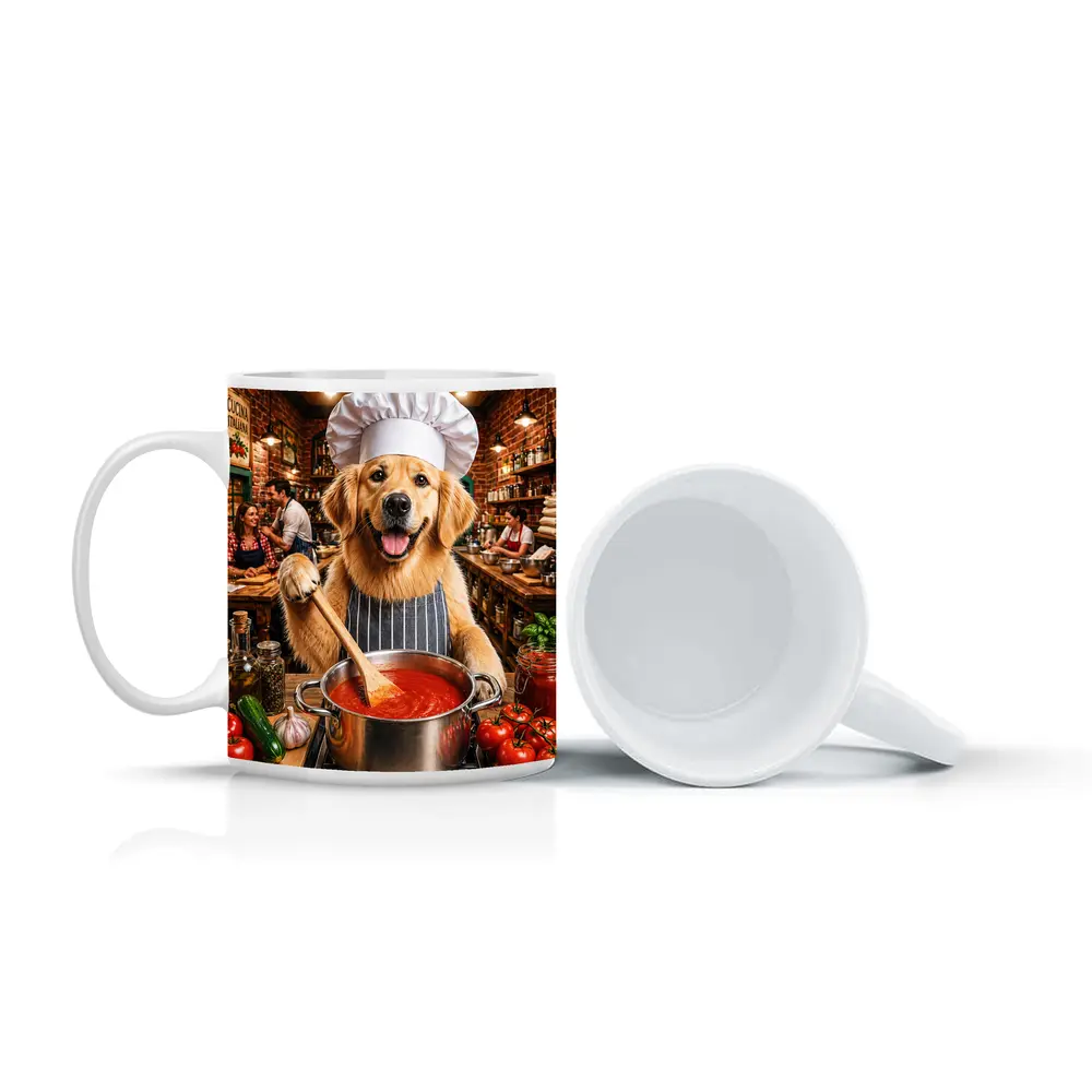 Golden Retriever Chef Cooking Italian Kitchen – Mugs