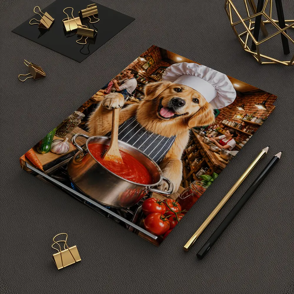 Golden Retriever Chef Cooking Italian Kitchen – Notebooks