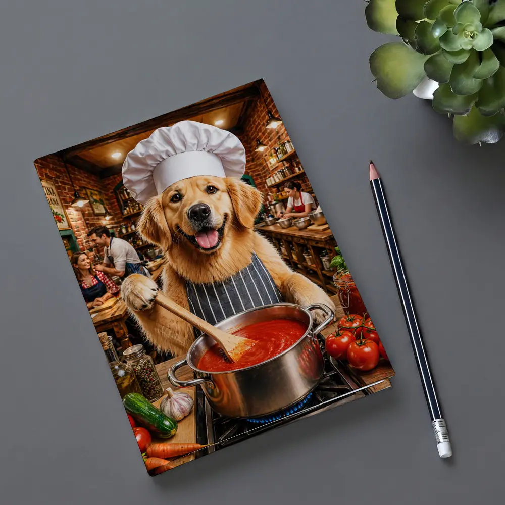 Golden Retriever Chef Cooking Italian Kitchen – Notebooks