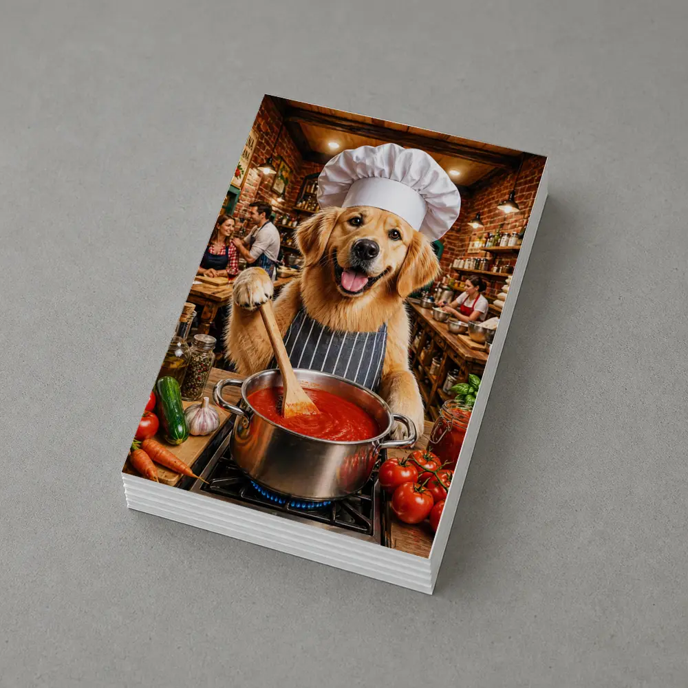 Golden Retriever Chef Cooking Italian Kitchen – Postcards