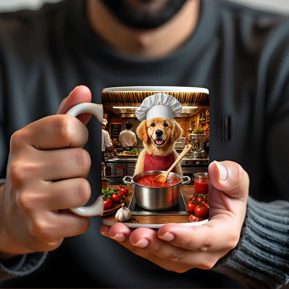 Golden Retriever Chef Cooking Italian Tomato Sauce – Mugs