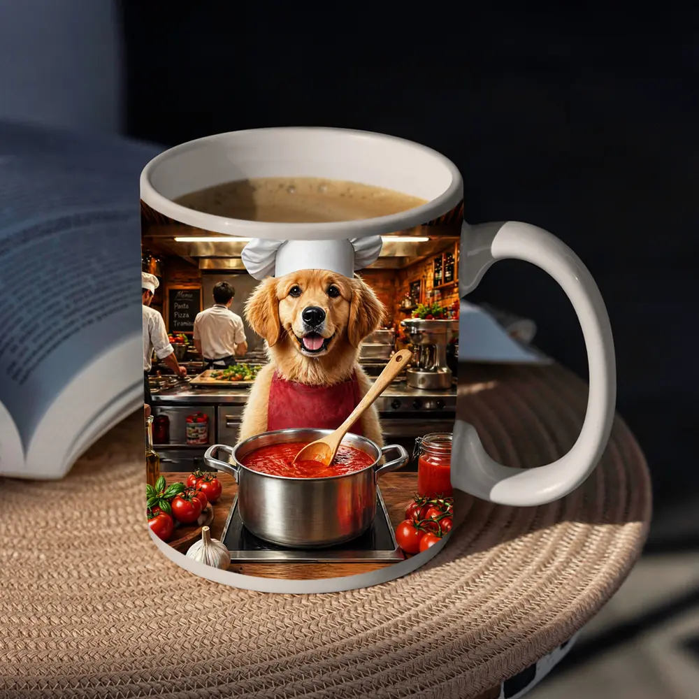 Golden Retriever Chef Cooking Italian Tomato Sauce – Mugs
