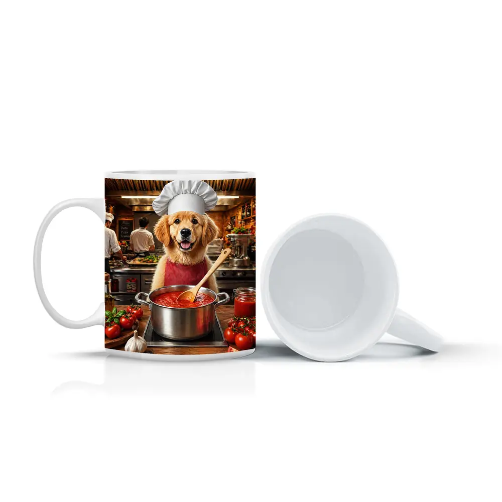Golden Retriever Chef Cooking Italian Tomato Sauce – Mugs