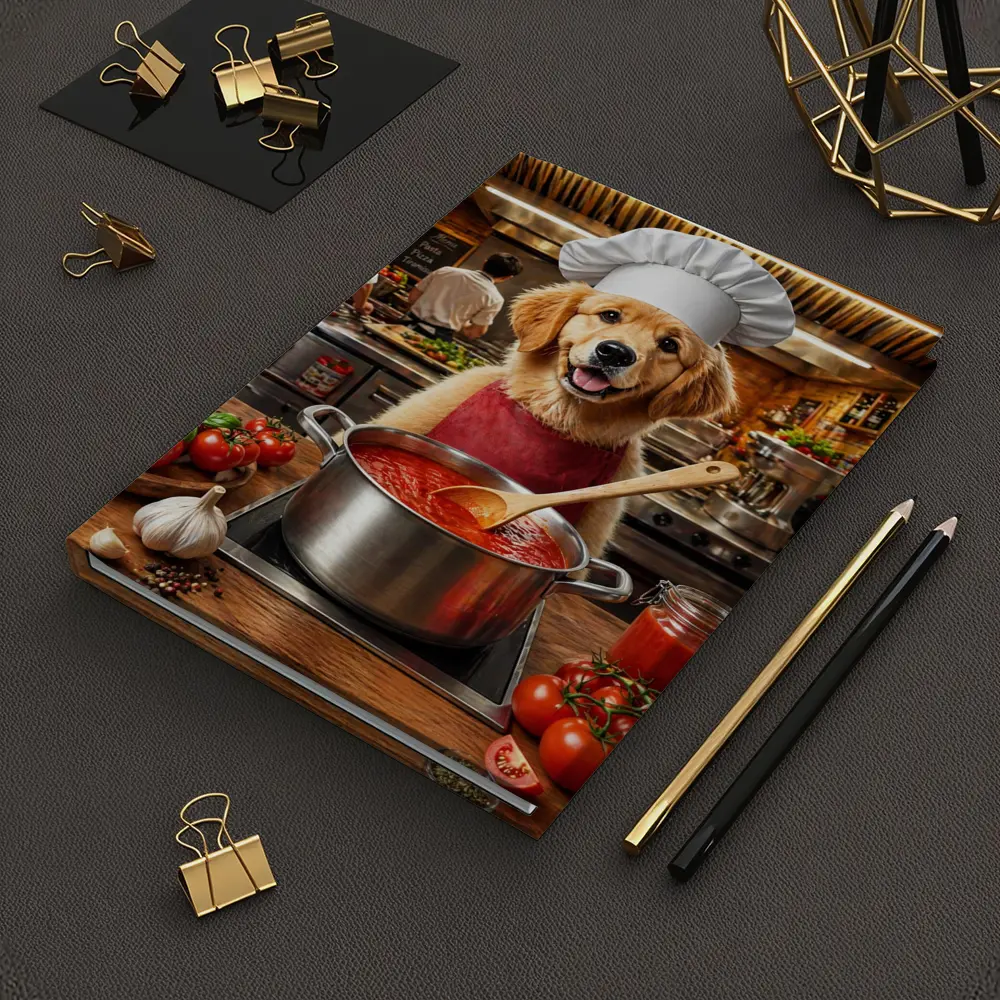 Golden Retriever Chef Cooking Italian Tomato Sauce – Notebooks