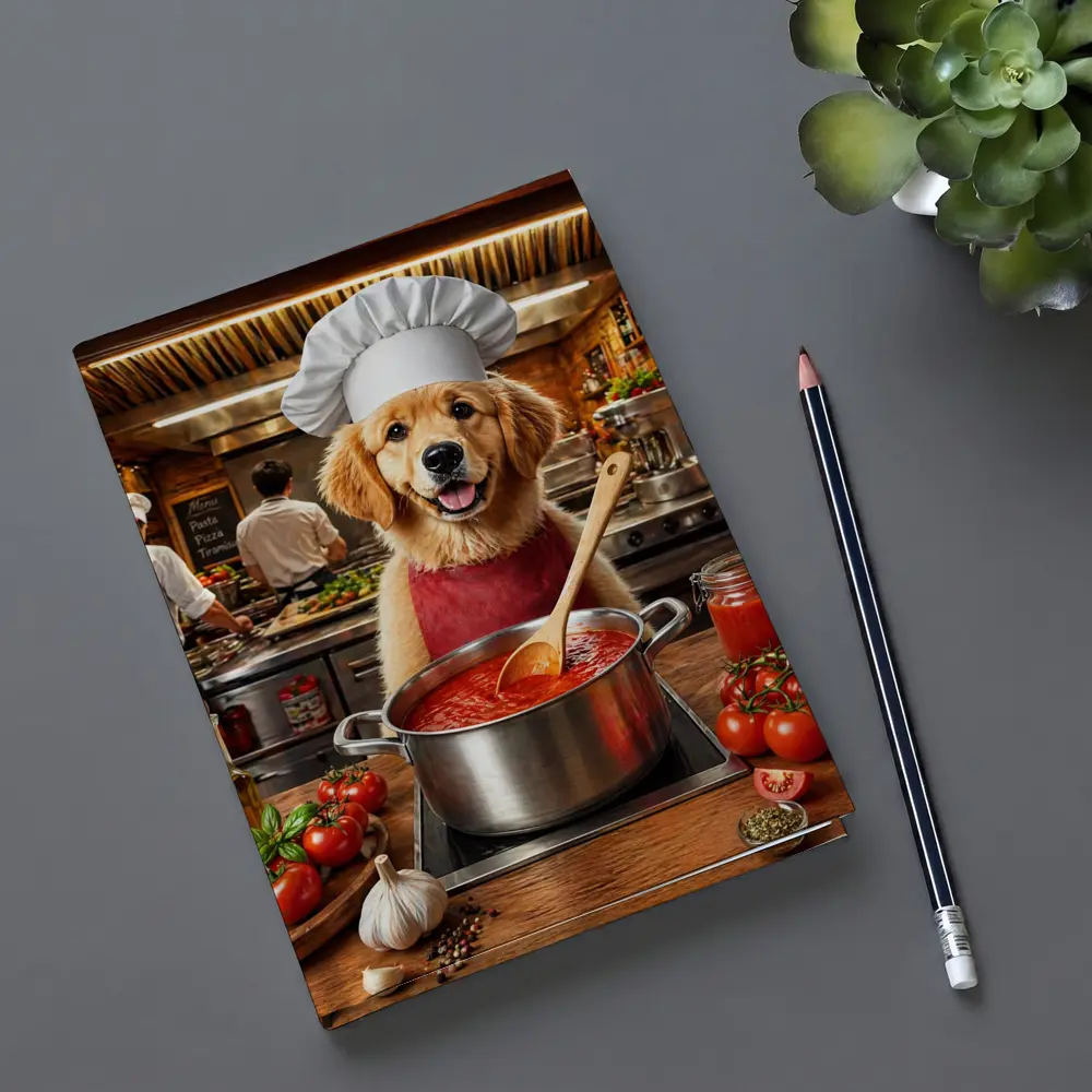Golden Retriever Chef Cooking Italian Tomato Sauce – Notebooks
