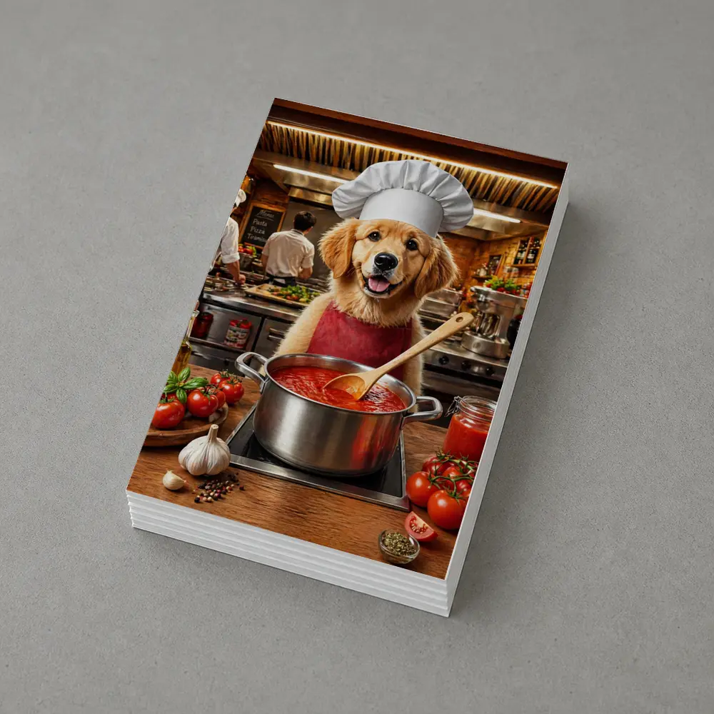 Golden Retriever Chef Cooking Italian Tomato Sauce – Postcards
