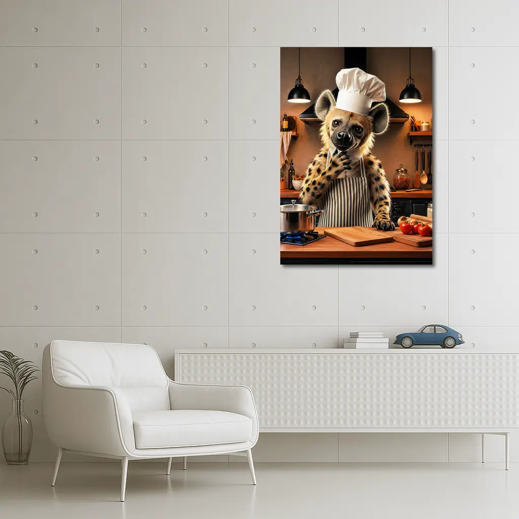 Hyena Chef Cooking In Warm Kitchen – Wall Art