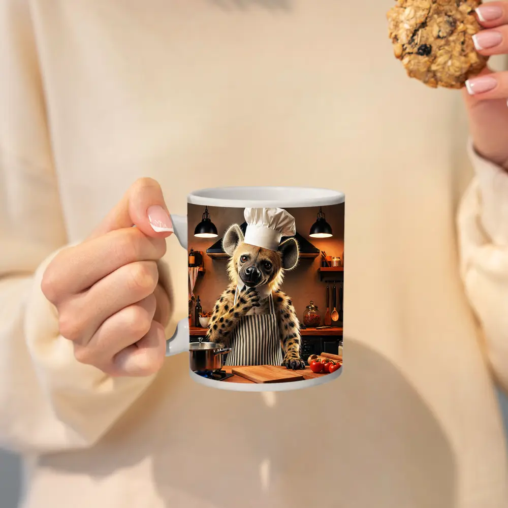 Hyena Chef Cooking In Warm Kitchen – Mugs
