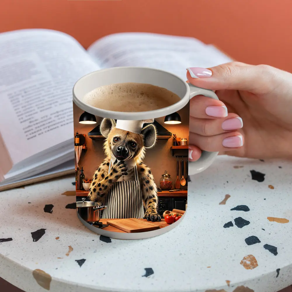 Hyena Chef Cooking In Warm Kitchen – Mugs